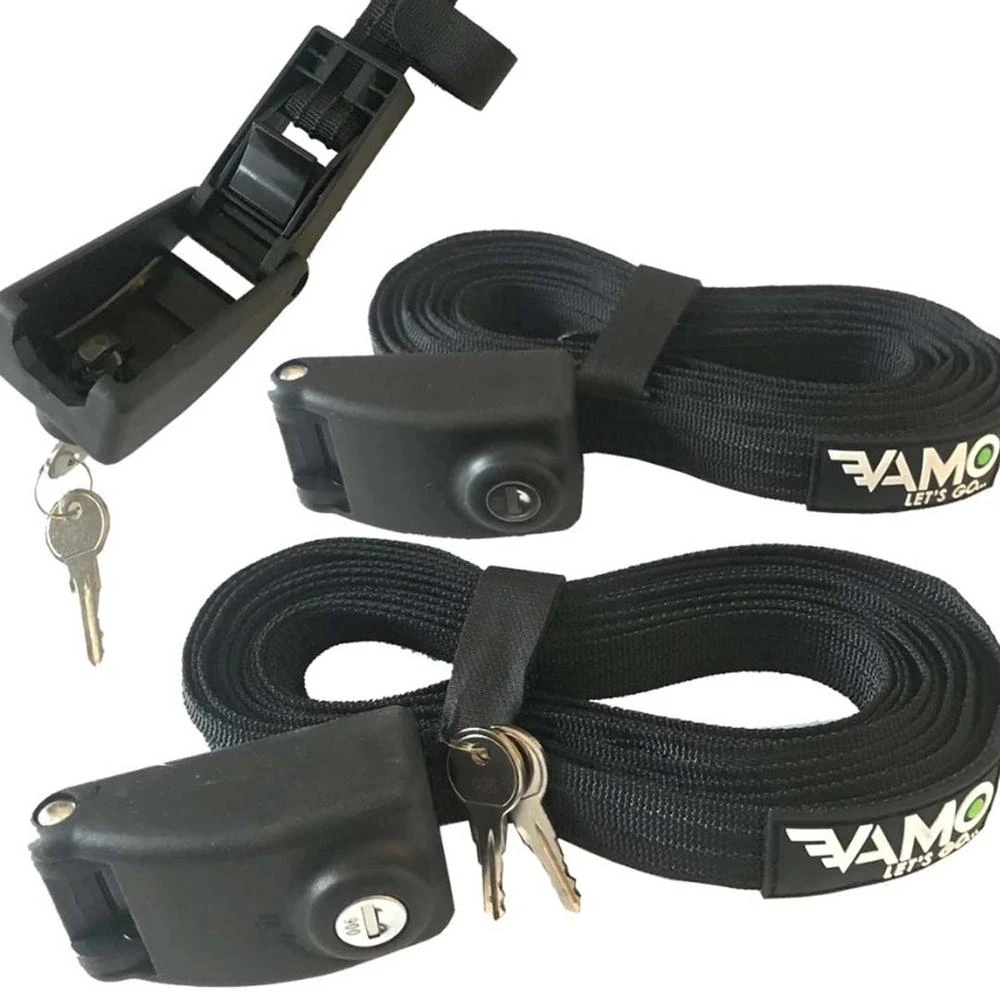 VAMO 14' LOCKING TIE DOWN STRAPS W/ INTERWOVEN BRAIDED STEEL CABLES 3 VAMO 14' LOCKING TIE DOWN STRAPS W/ INTERWOVEN BRAIDED STEEL CABLES