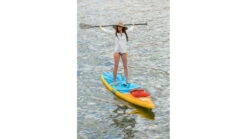 Glide Quest Inflatable Paddle Board -Outdoor Sports Store opplanet glide quest inflatable paddle board blue orange yellow 12ft 6inx 30in x 6in o2 qest av 9